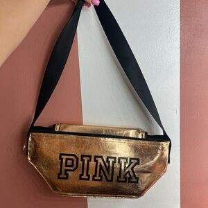 PINK Victoria's Secret Metallic Gold Crossbody Bag/ Cooler